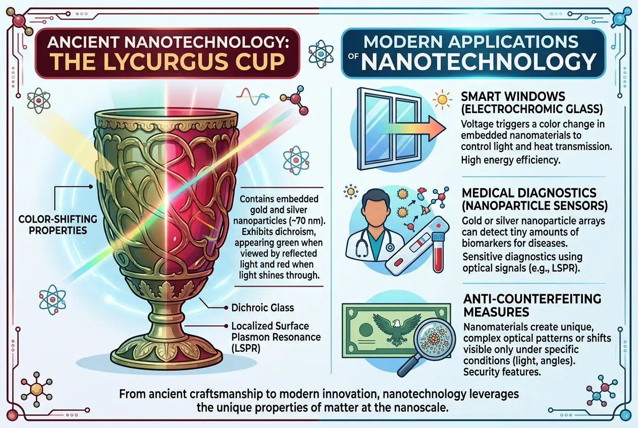 Visual explanation of Nano-Glass: Did Romans Master Ancient Color-Shifting Tech?