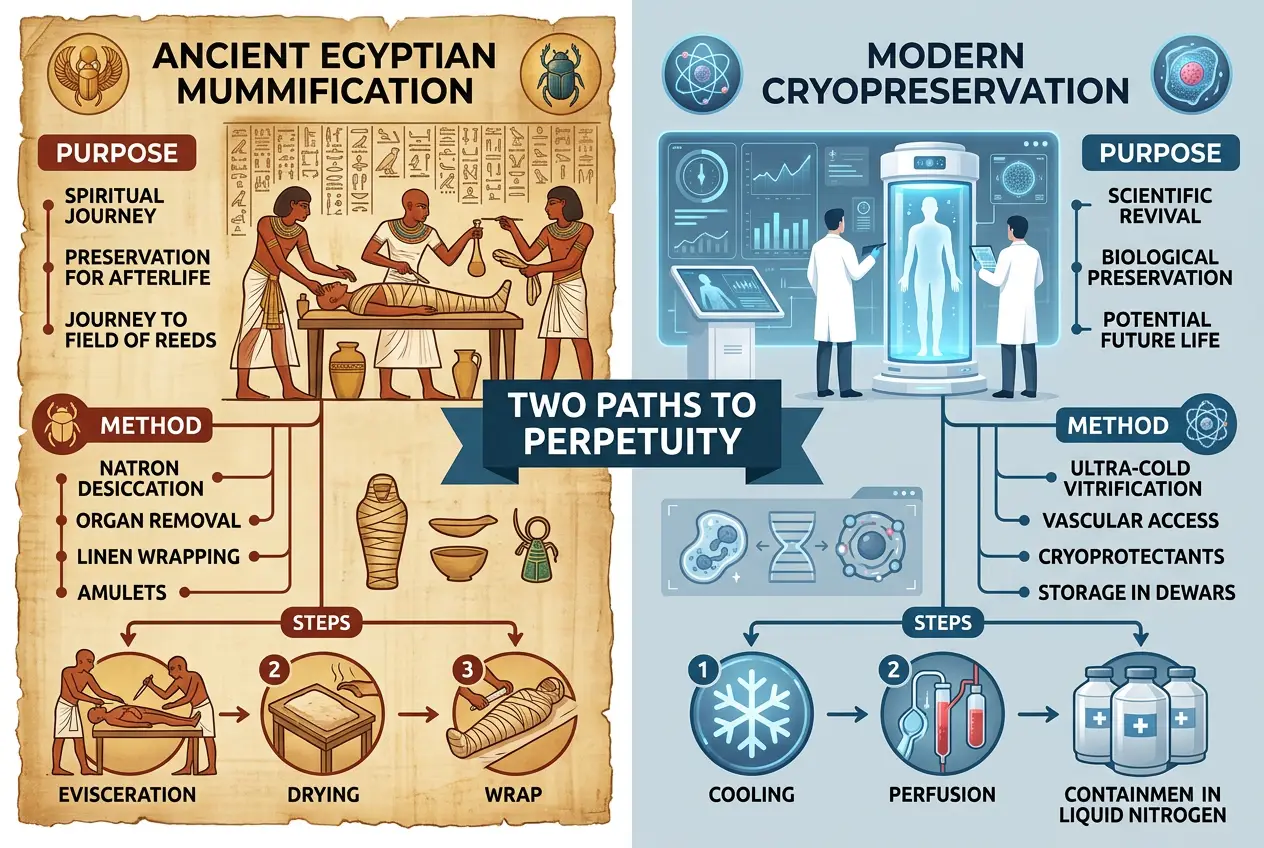 Visual explanation of Did Ancients Master Biostasis for Eternal Life?
