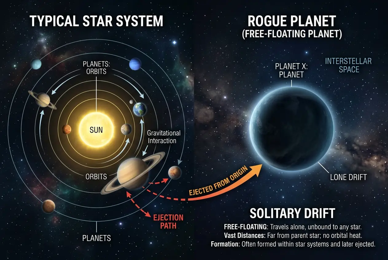 Visual explanation of Why Are Rogue Planets Wandering the Cosmos?