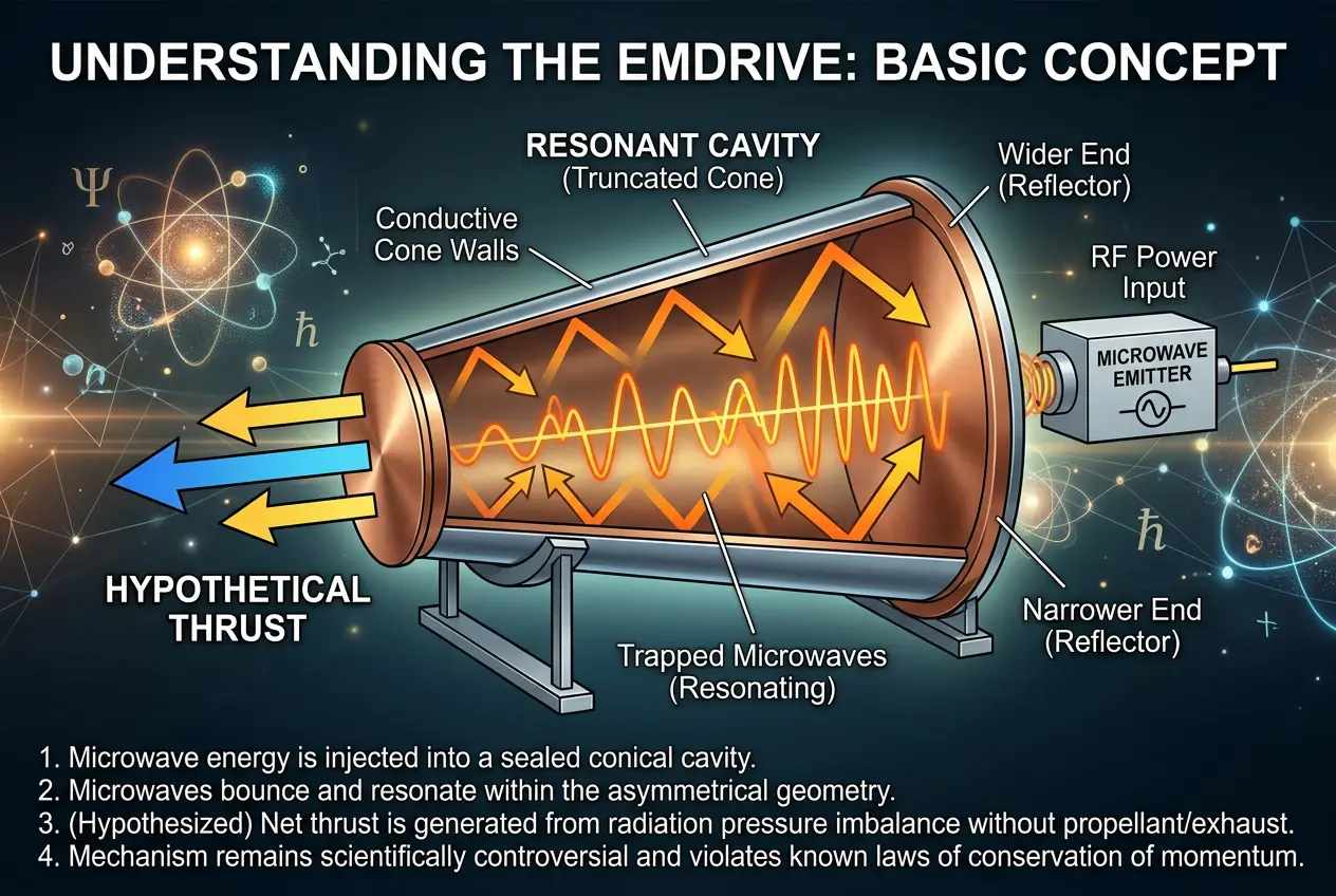 Visual explanation of EmDrive: Does an Impossible Engine Break Physics?
