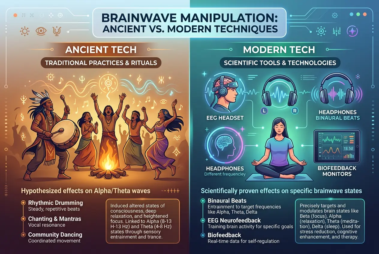 Visual explanation of Did Ancient Rituals Unlock Brainwave Tech?