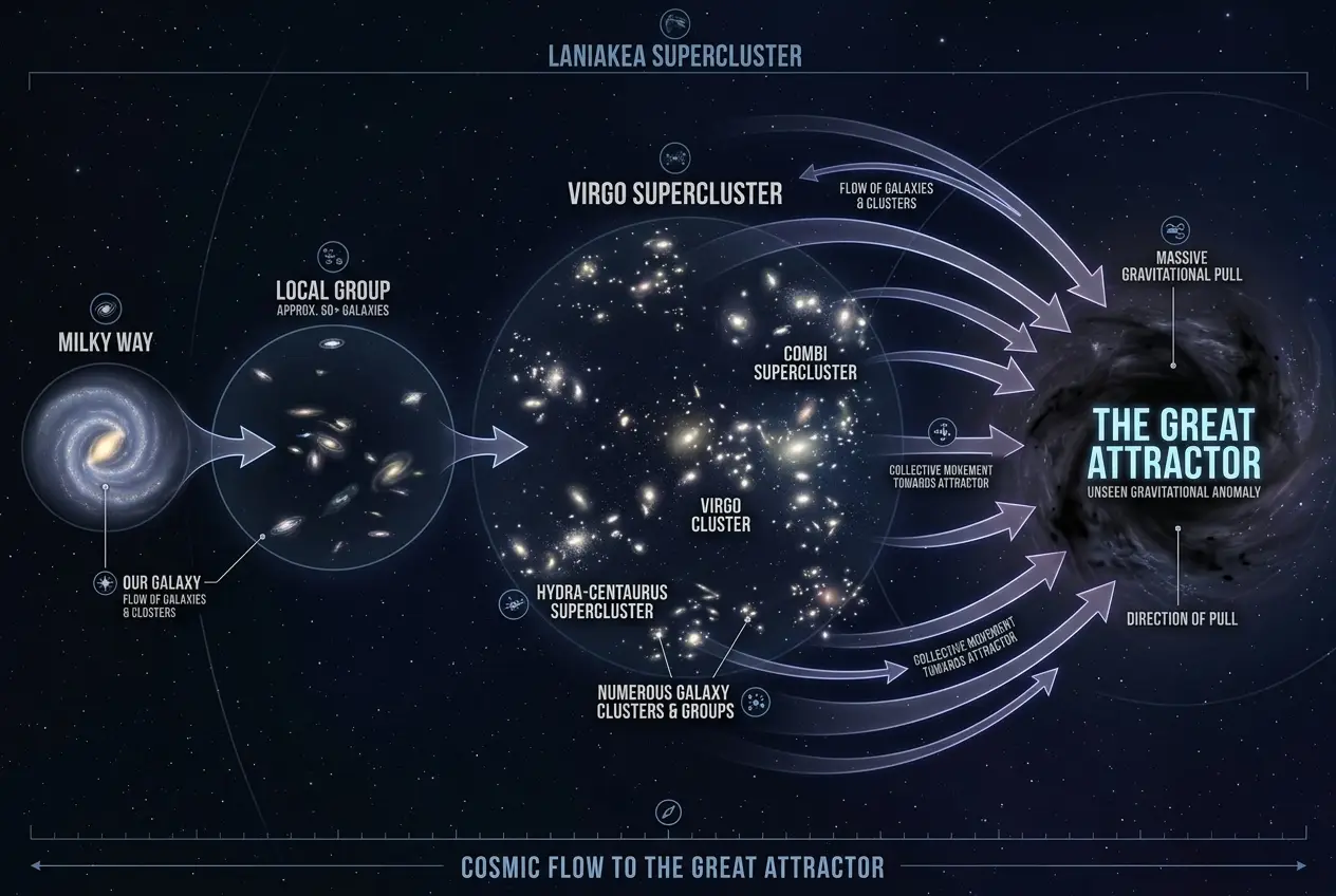 Visual explanation of The Great Attractor: What's Pulling Our Galaxy?