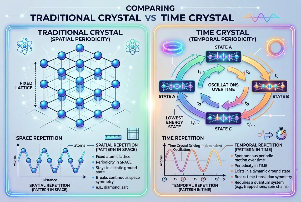Visual explanation of Do Time Crystals Break Physics? The Strange State of Matter