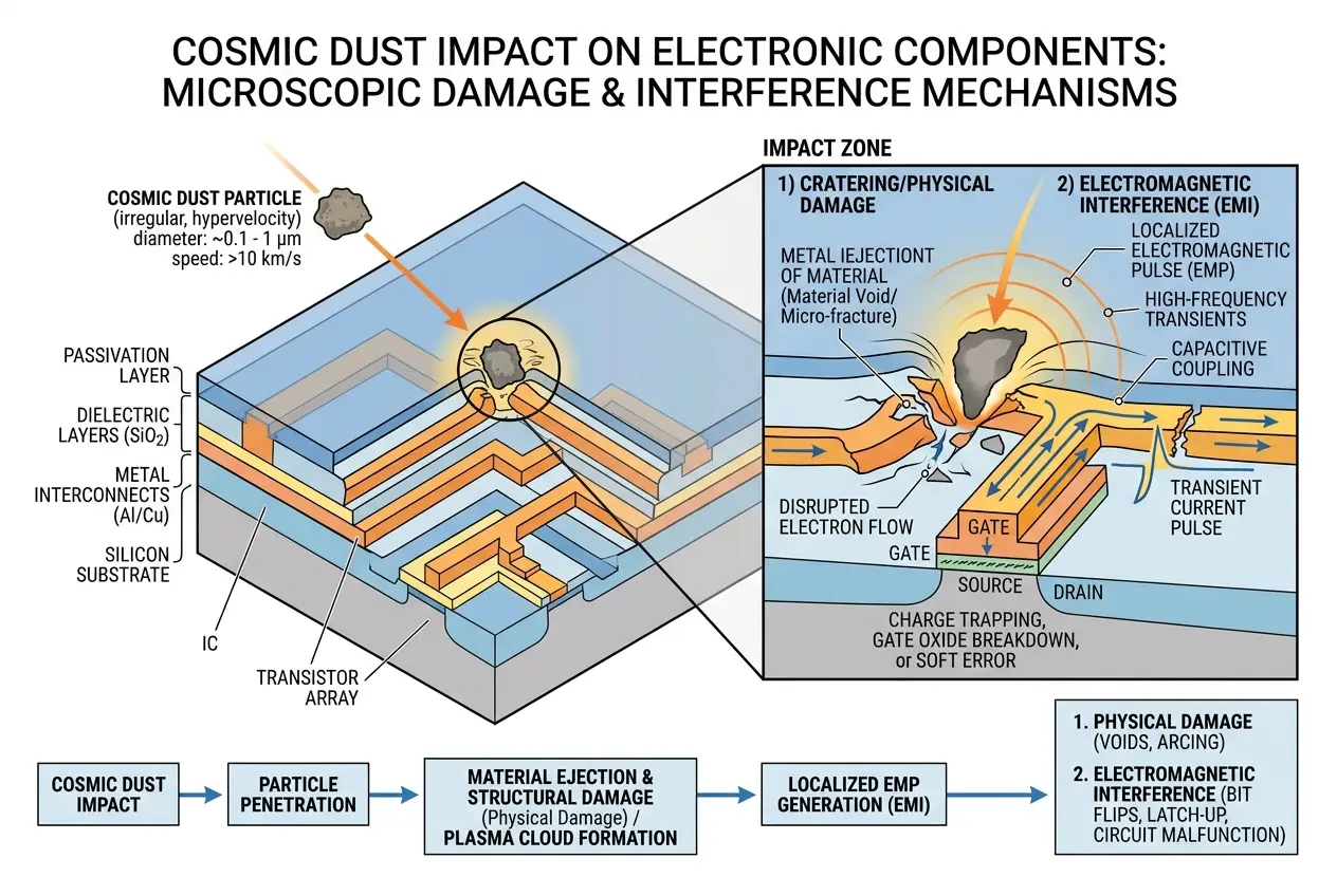 Visual explanation of Does Cosmic Dust Interfere With Our Modern Electronics?