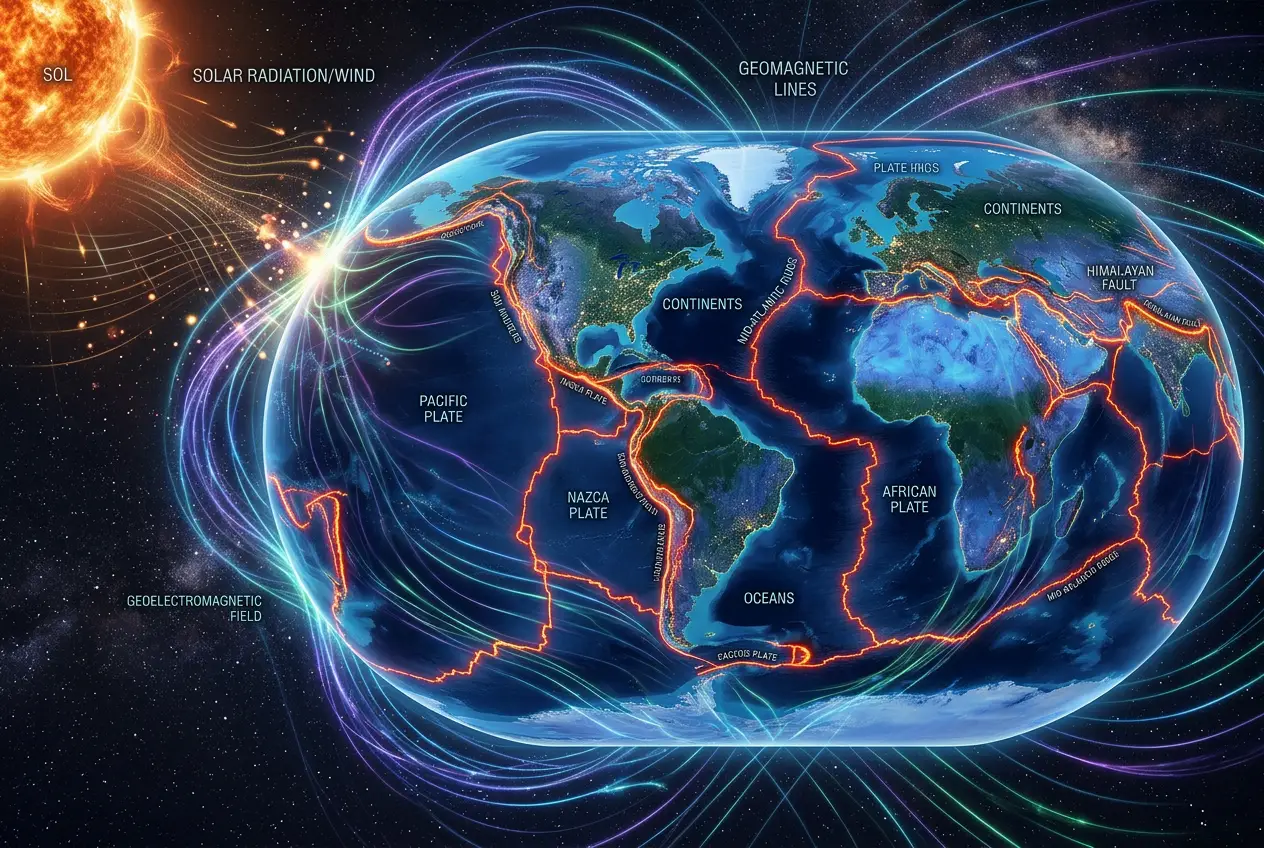 Visual explanation of Do Solar Flares Trigger Earthquakes? Unpacking Cosmic Links