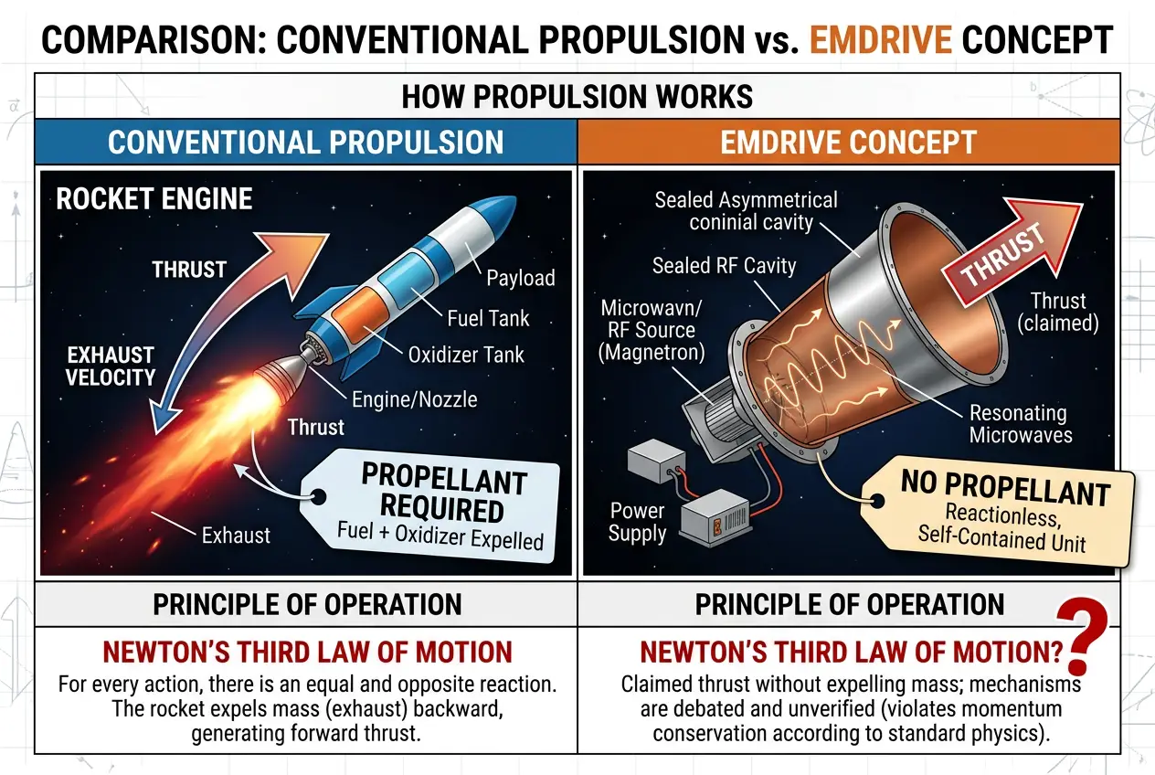 Visual explanation of EmDrive: Does an Impossible Engine Break Physics?
