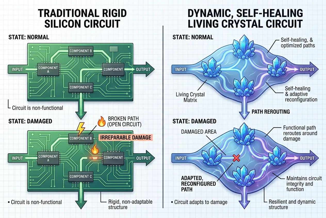 Visual explanation of Living Crystals: Computing's Next Frontier?