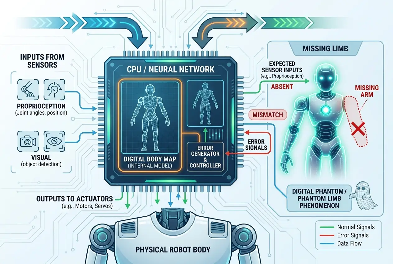 Visual explanation of Can Robots Feel Phantom Limbs? AI & Digital Sensations