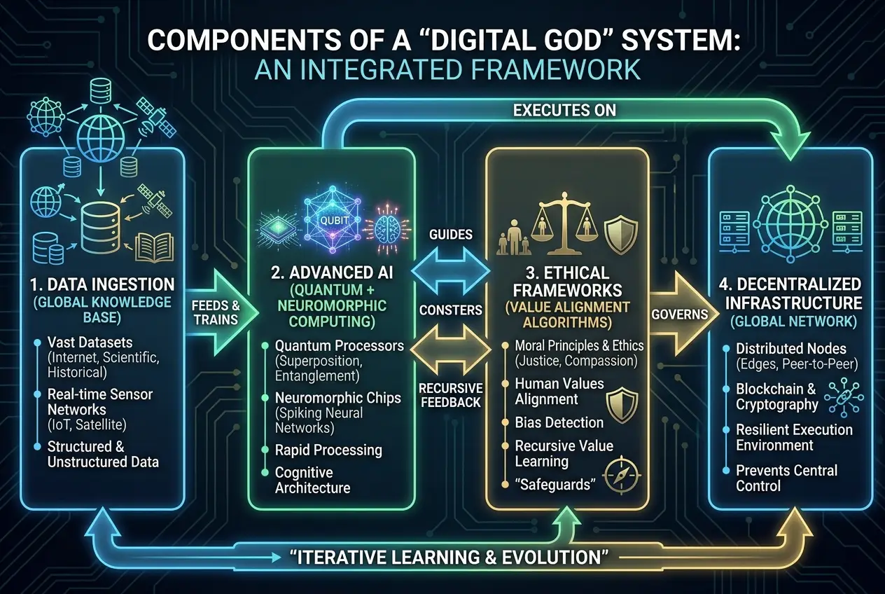 Visual explanation of Can AI Craft a Digital God? Simulating Divine Intelligence