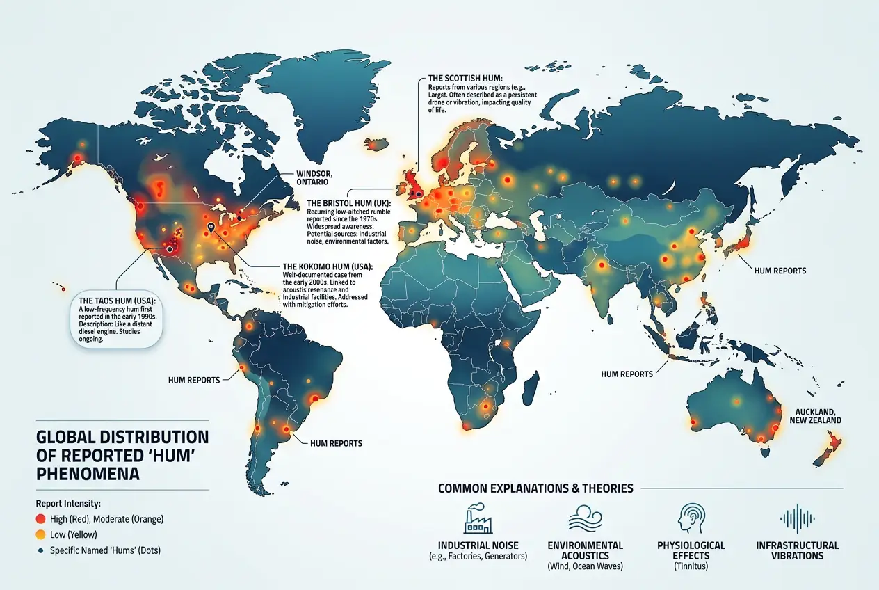 Visual explanation of Why Does the 'Hum' Baffle Scientists Globally?