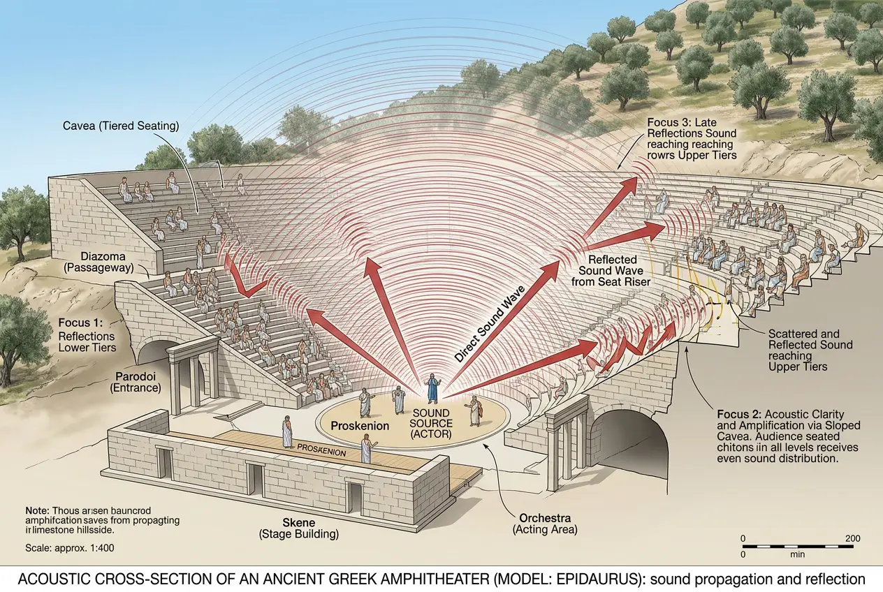Visual explanation of Can Ancient Structures Focus Sound? Echoes of Lost Tech