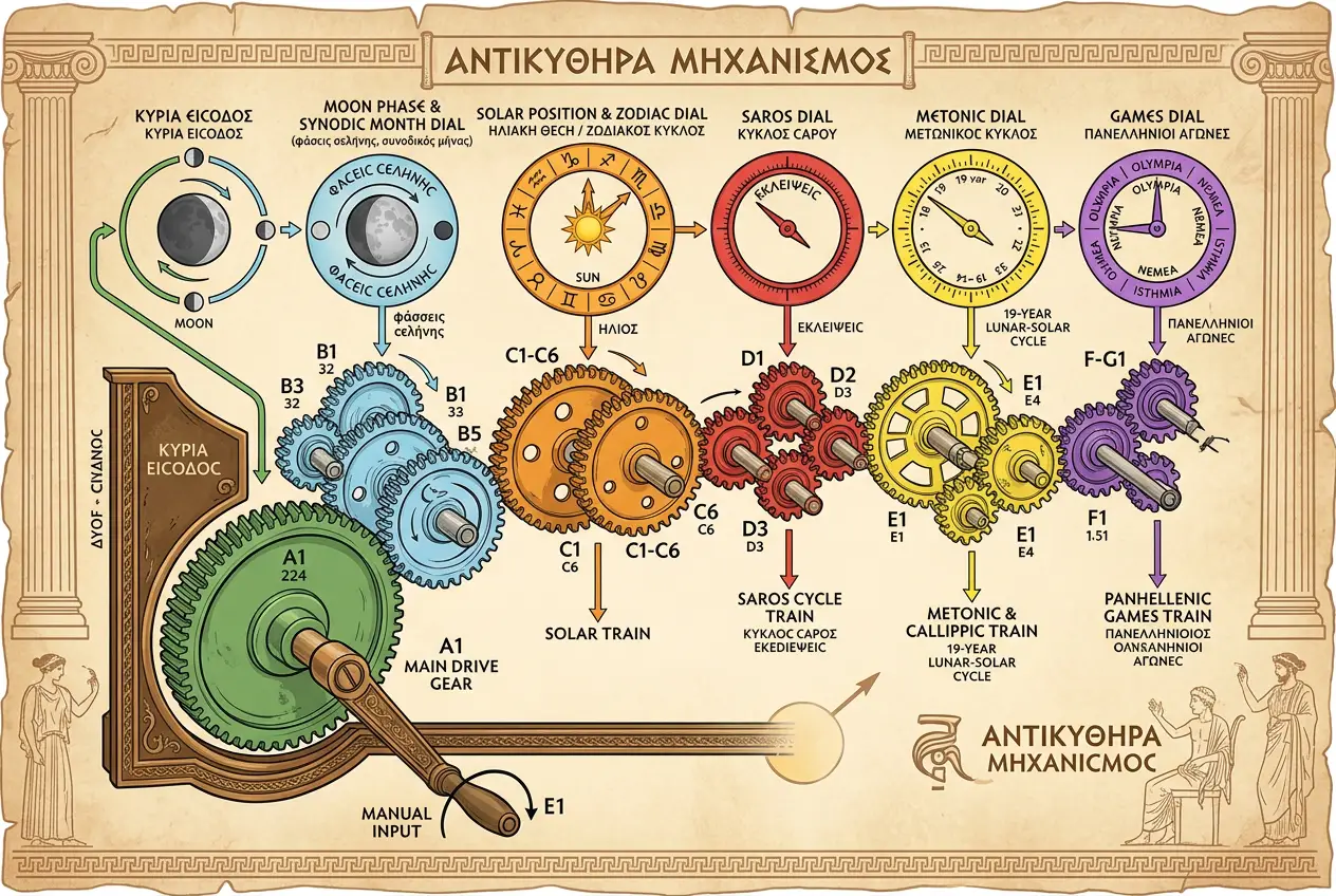 Visual explanation of The Antikythera: Greece's Ancient Cosmic Computer?