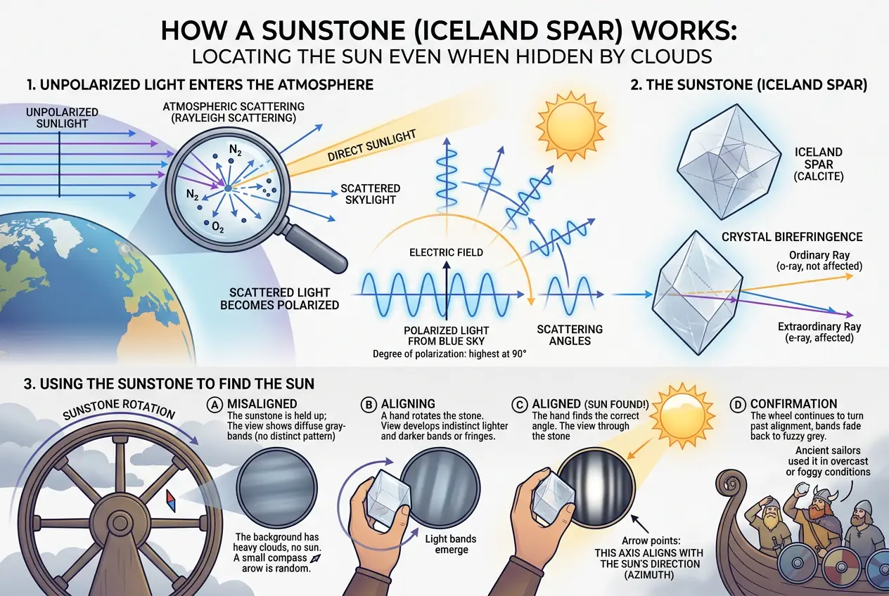 Visual explanation of Sunstone: Did Vikings Unlock Polarized Light Navigation?