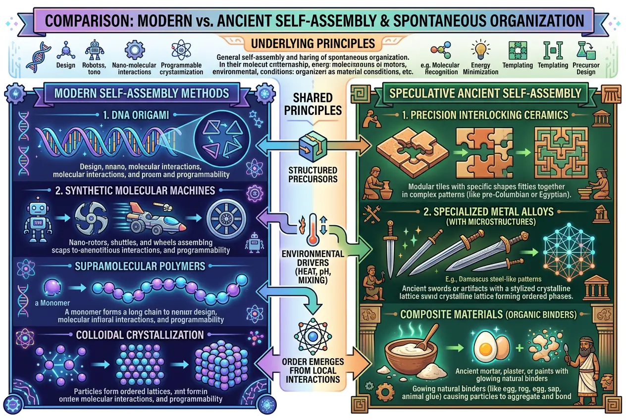 Visual explanation of Ancient Tech: Did Lost Cultures Master Self-Assembly?