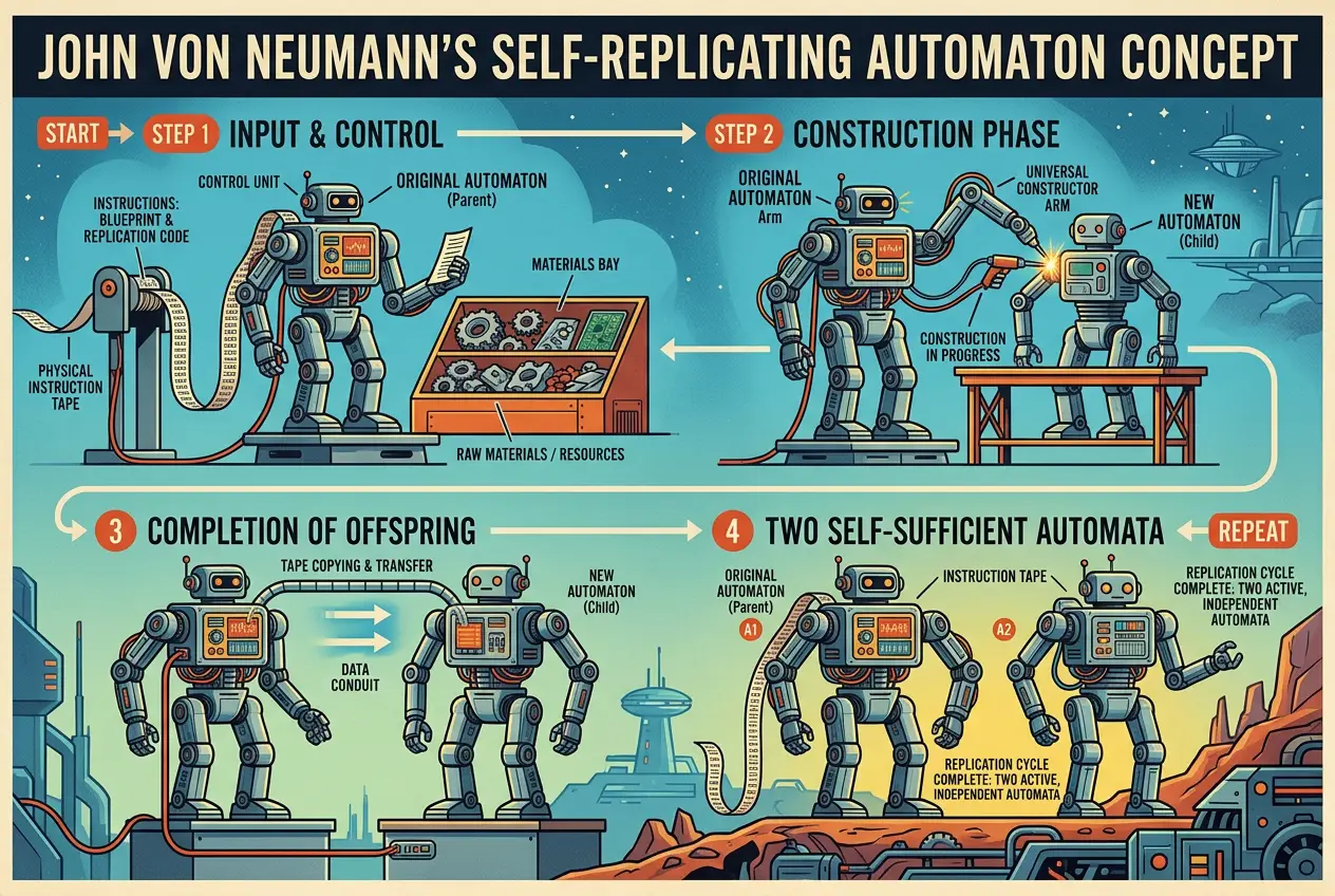 Visual explanation of Can AI Build Itself? The Dawn of Self-Replicating Tech.