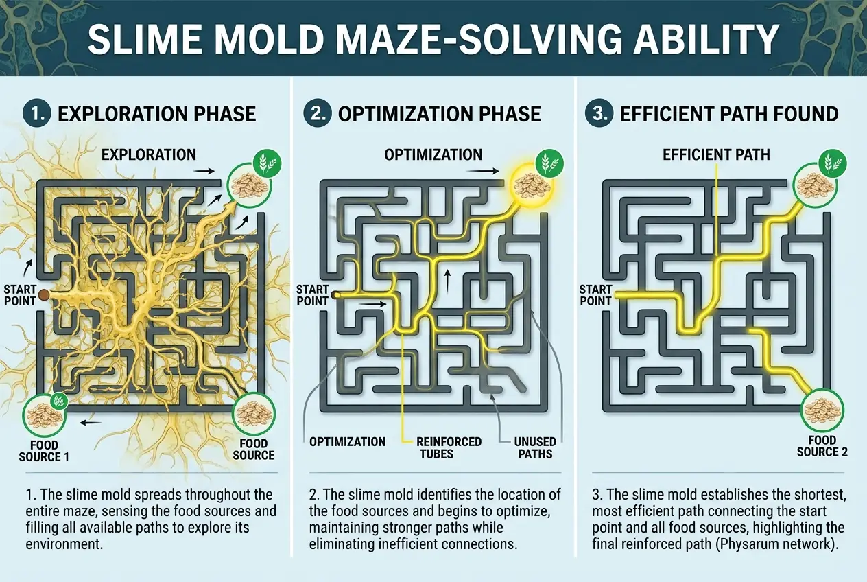 Visual explanation of Could Slime Molds Be Our Next Living Computers?