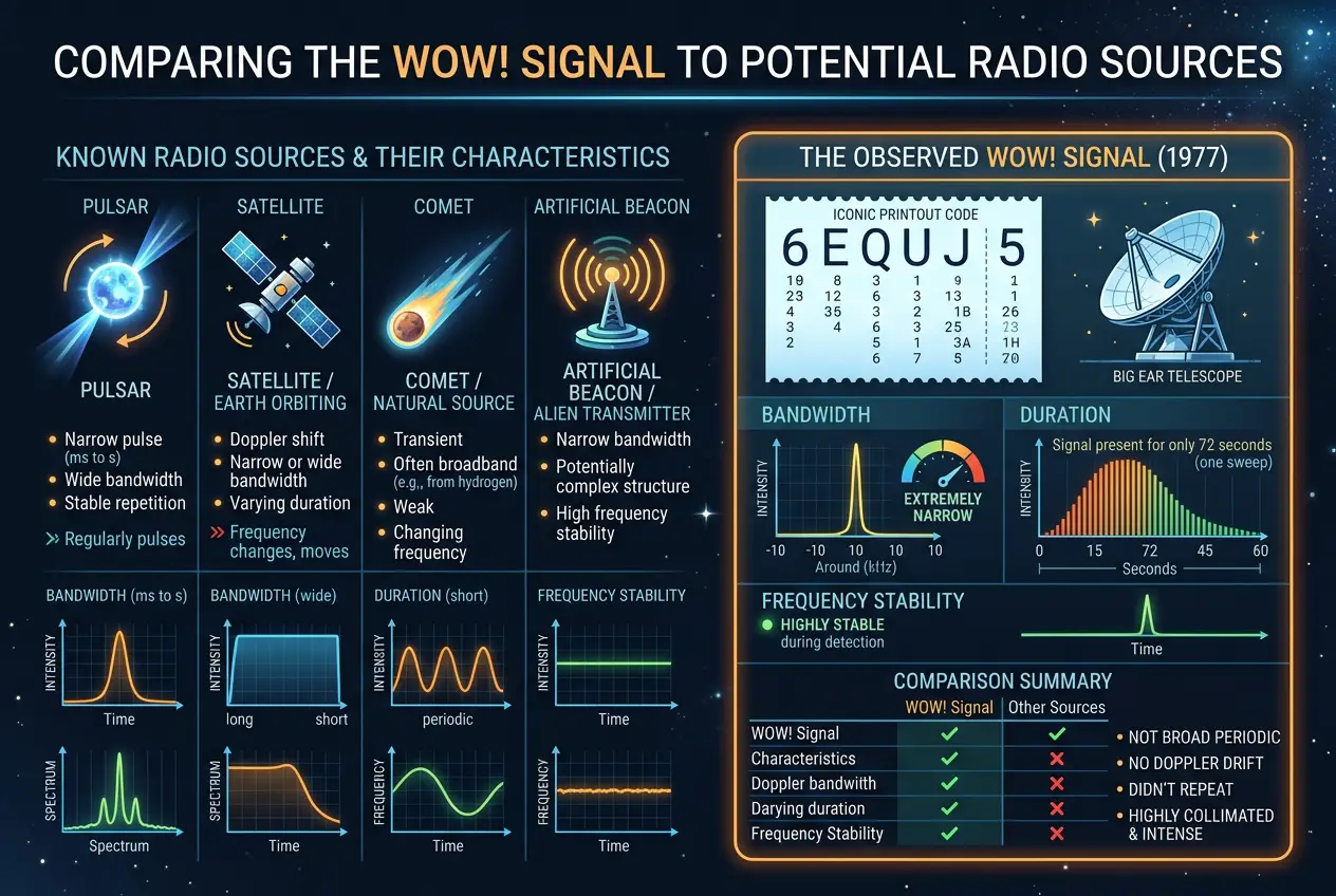 Visual explanation of The WOW! Signal: Was It an Alien Radio Beacon?