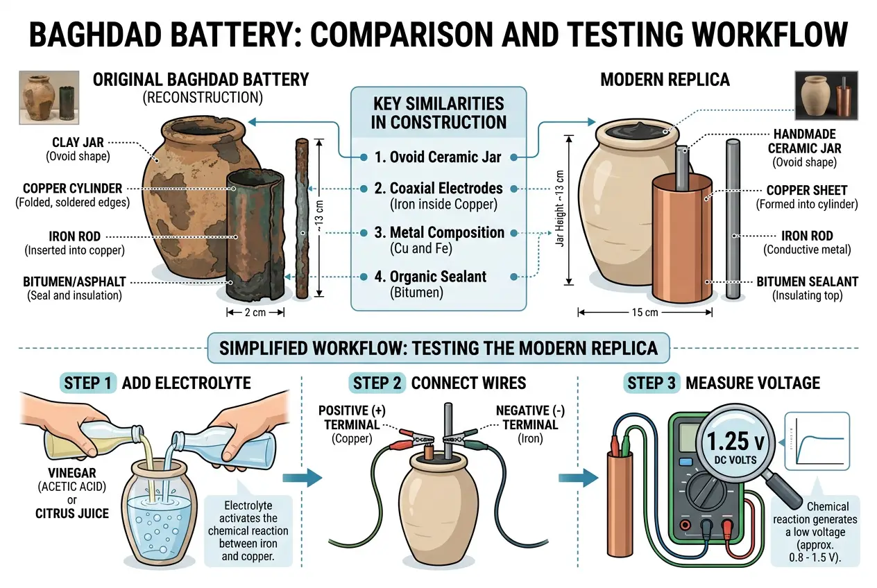 Visual explanation of The Baghdad Battery: Did Ancient Iraqis Power a Lost Civilization?