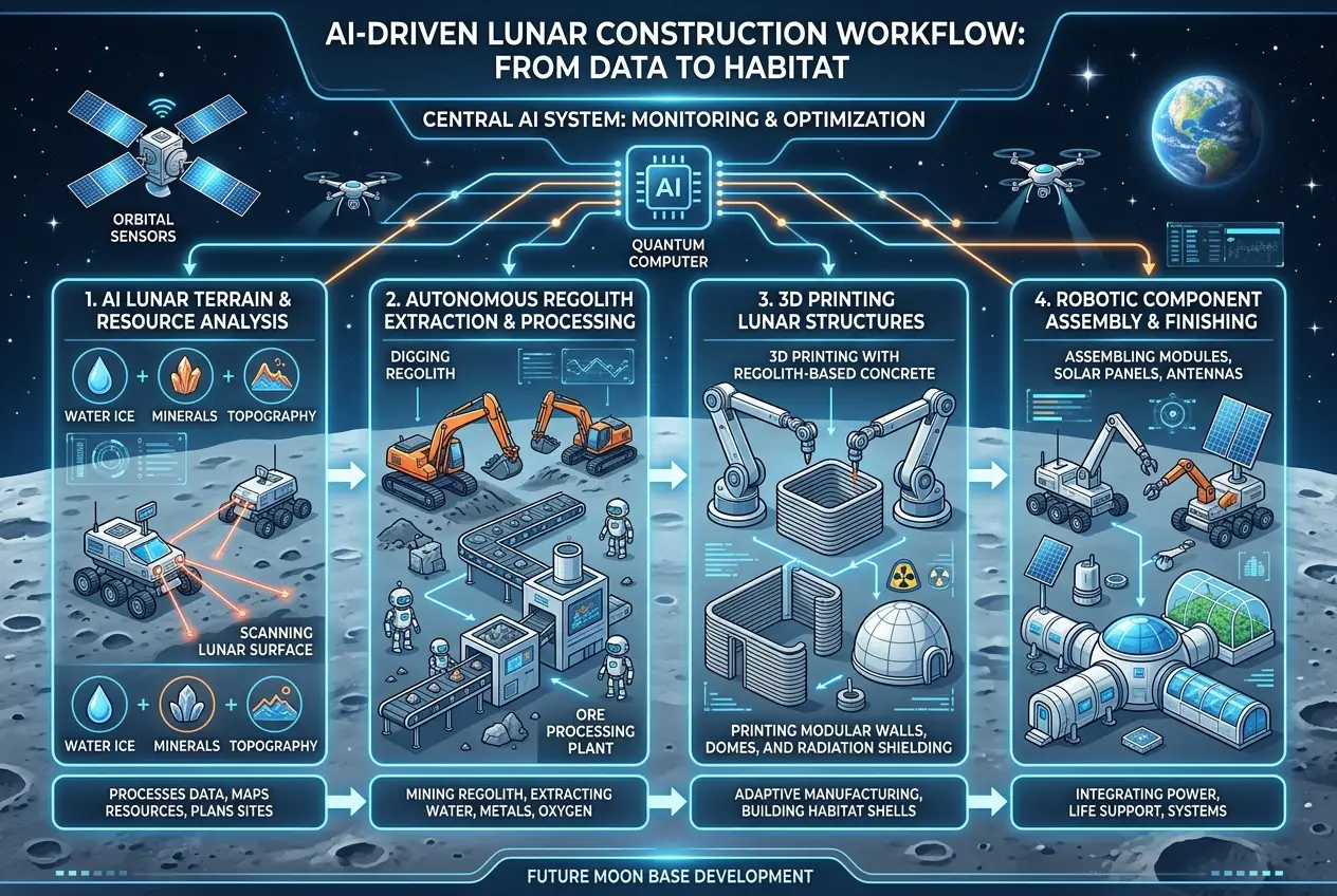 Visual explanation of Could AI Build Our First City on the Moon?