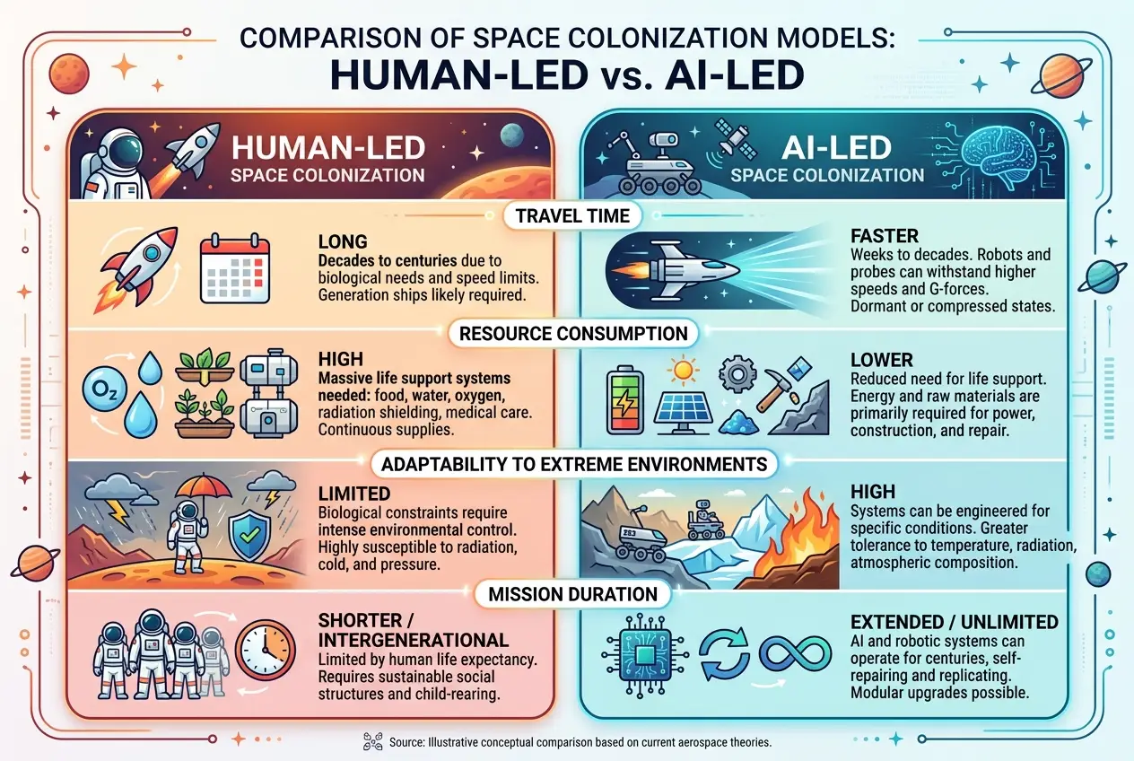 Visual explanation of Could AI Bots Colonize Distant Worlds Alone?