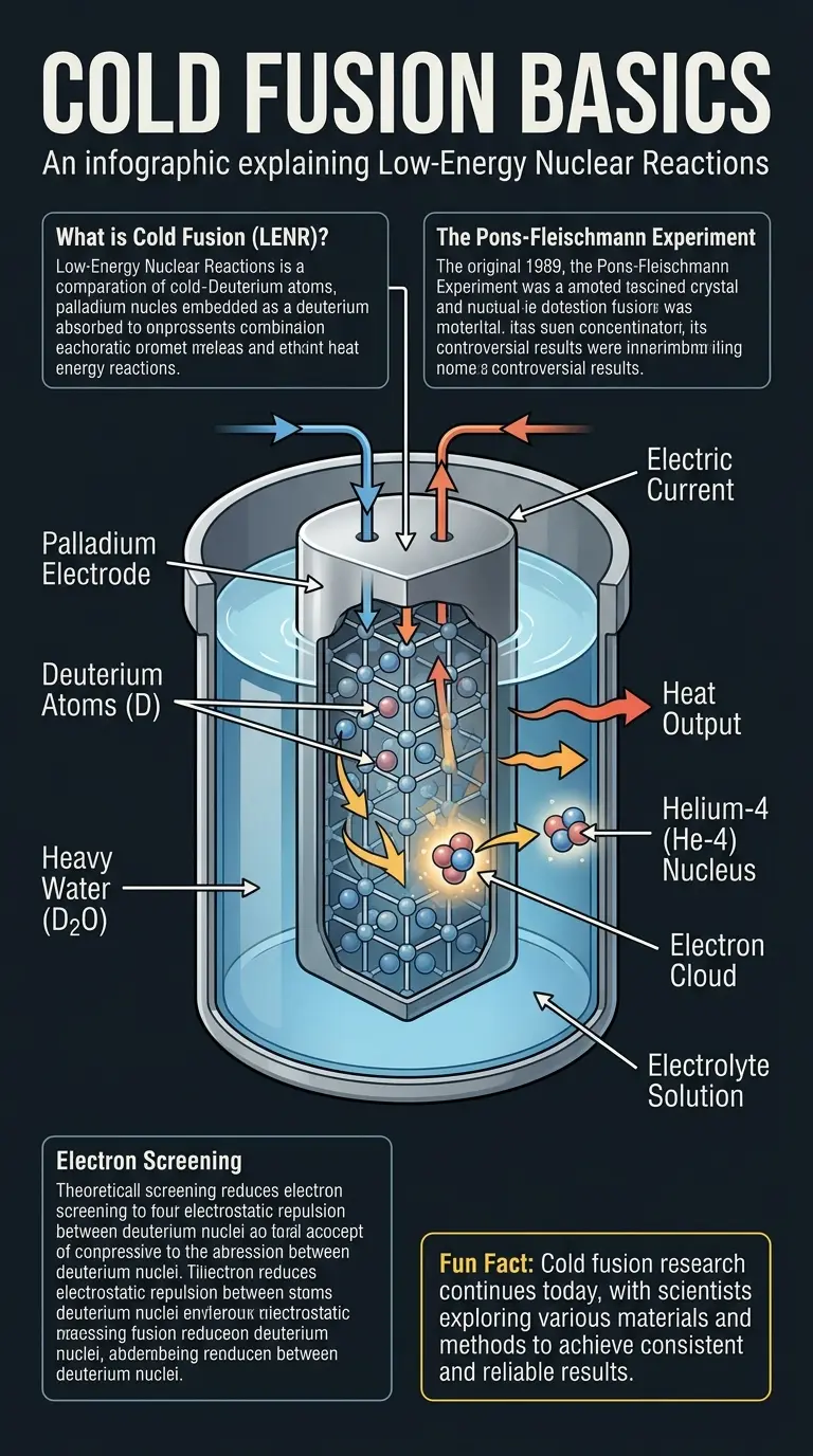 Infographic explaining the science, history, and potential of cold fusion (LENR) as a clean energy source. #ColdFusion #LENR #CleanEnergy