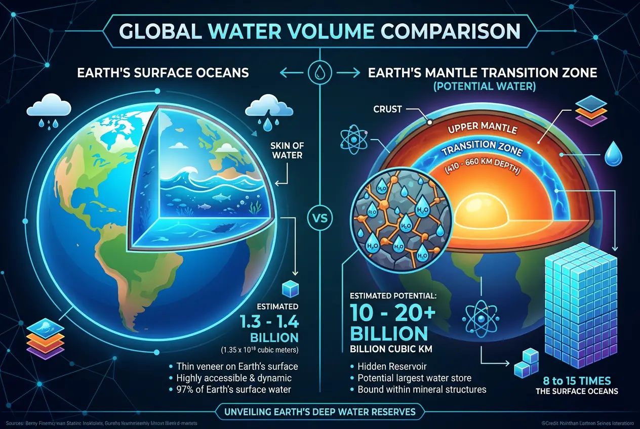 Visual explanation of Does Earth's Center Hide a Secret Ocean?