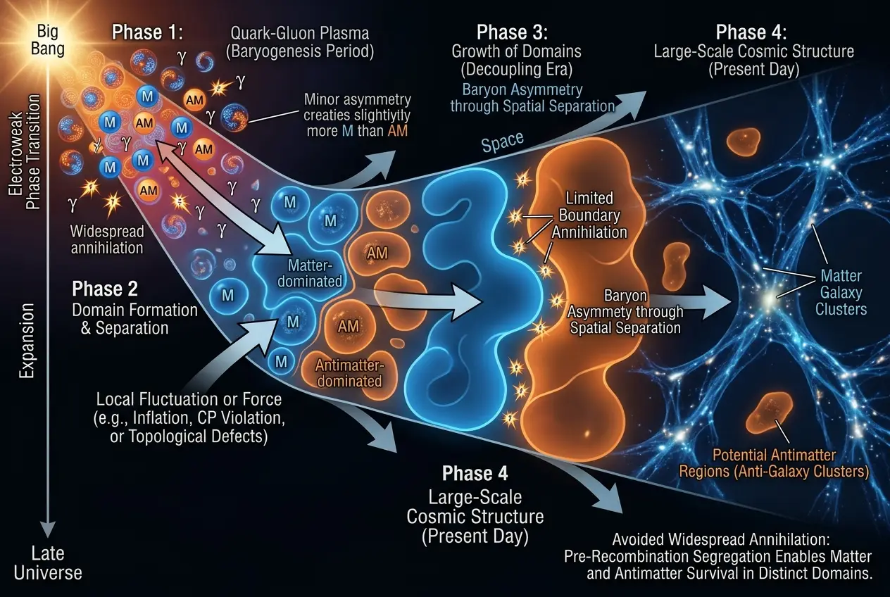 Visual explanation of Do Invisible Antimatter Galaxies Haunt the Cosmos?