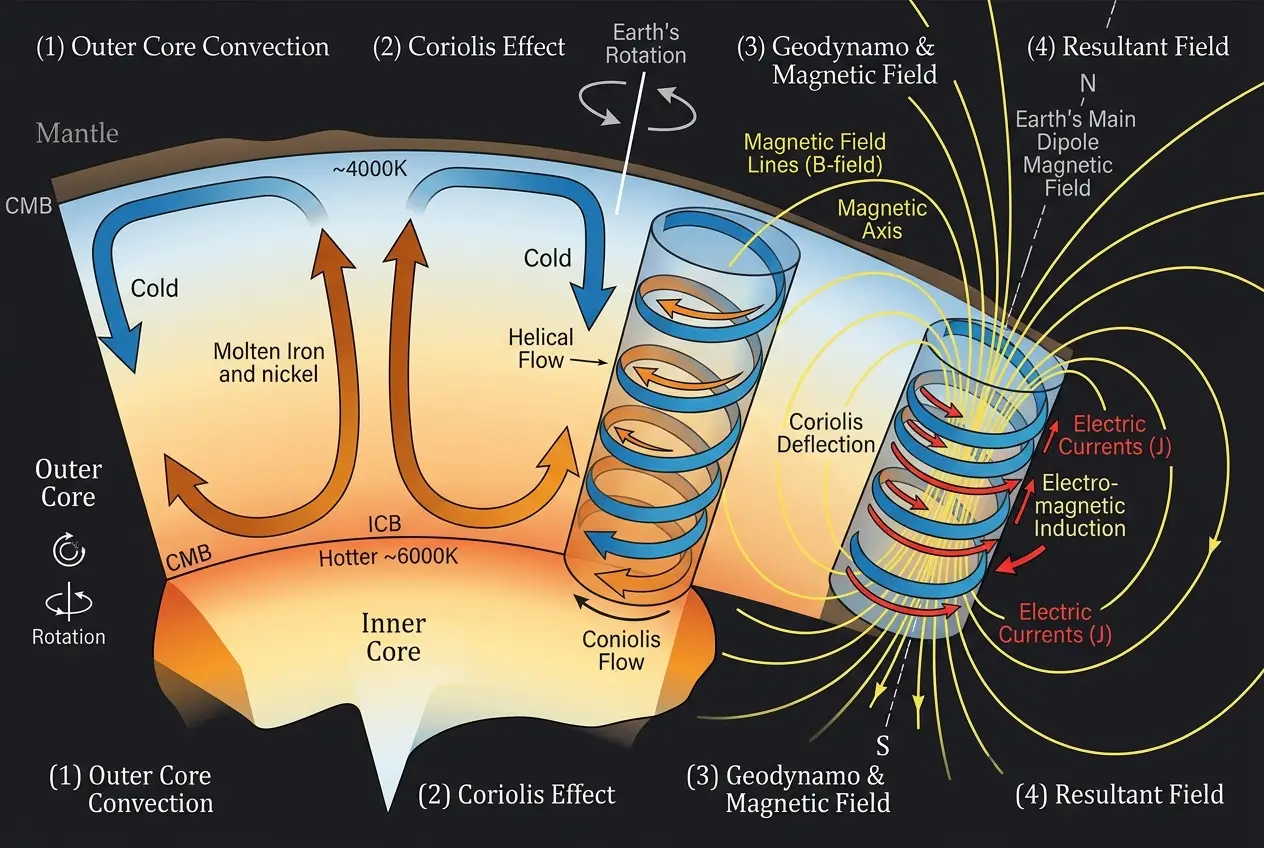 Visual explanation of Is Earth's Inner Core a Giant Geodynamo?