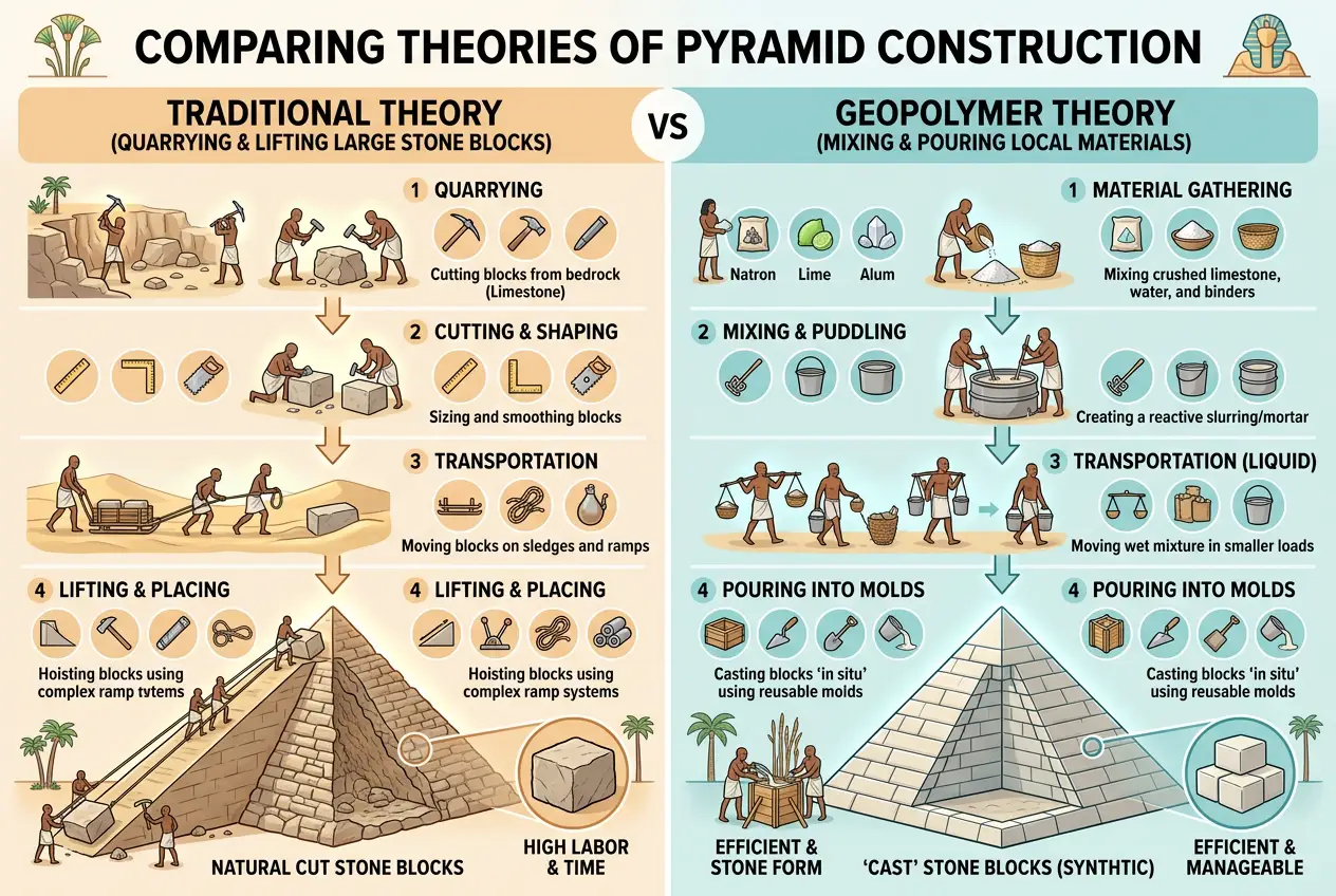 Visual explanation of Ancient Geopolymer Tech: Did Lost Concrete Build Pyramids?