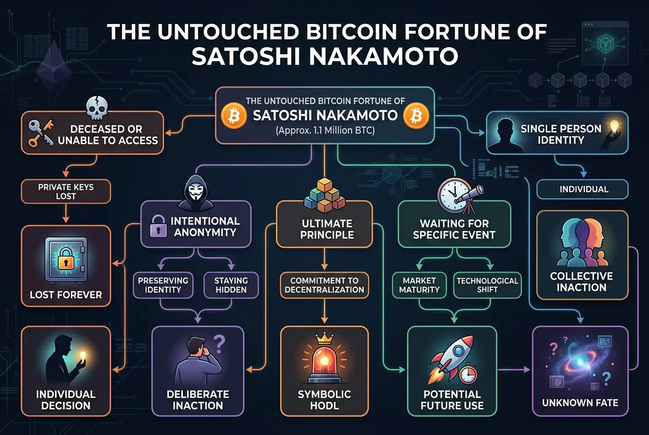 Visual explanation of Why Satoshi's B Bitcoin Fortune Sits Untouched