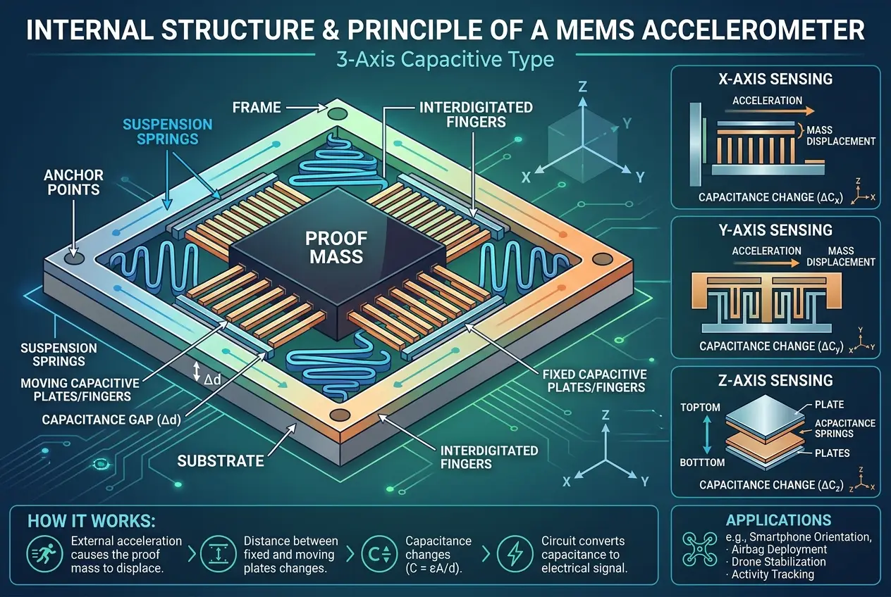 Visual explanation of How Does Your Phone Sense Motion? Unpacking Accelerometer Tech
