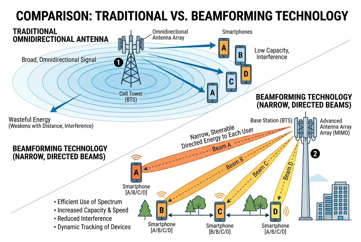 Visual explanation of How Does Your Phone Get 5G? The Invisible Tech Explained