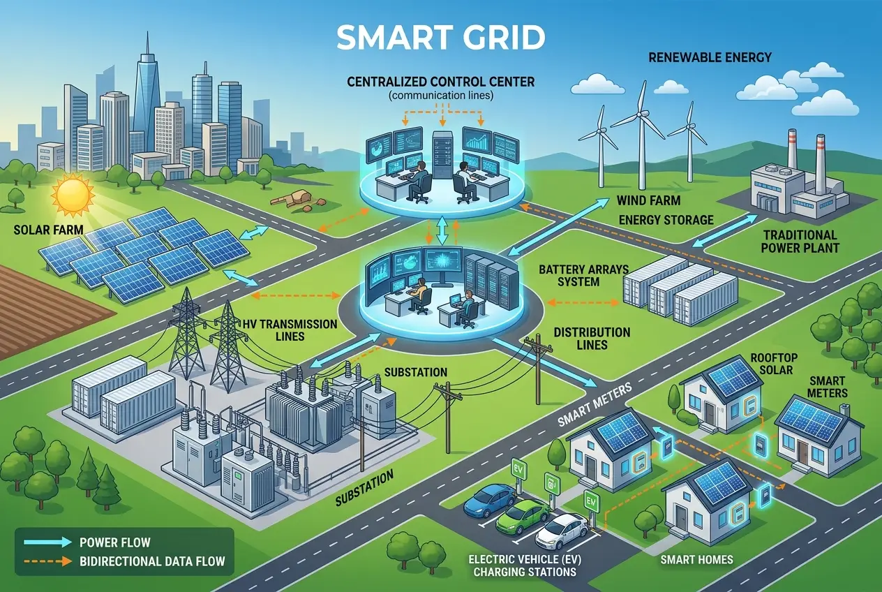 Visual explanation of Smart Grid Blackouts: How Tech Prevents Power Outages?