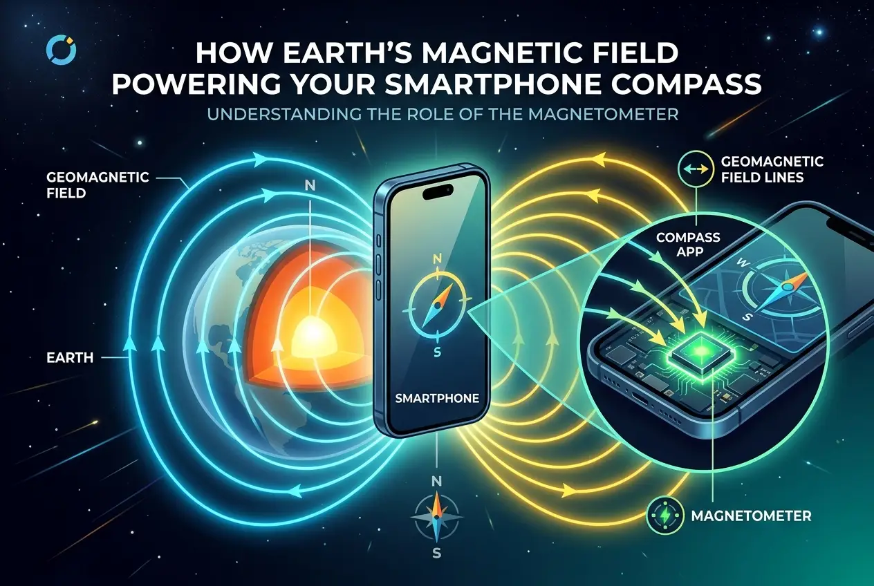 Visual explanation of How Does Your Phone Know Which Way Is North?