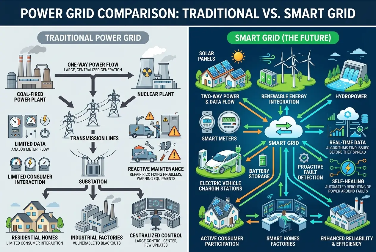 Visual explanation of Smart Grid Blackouts: How Tech Prevents Power Outages?