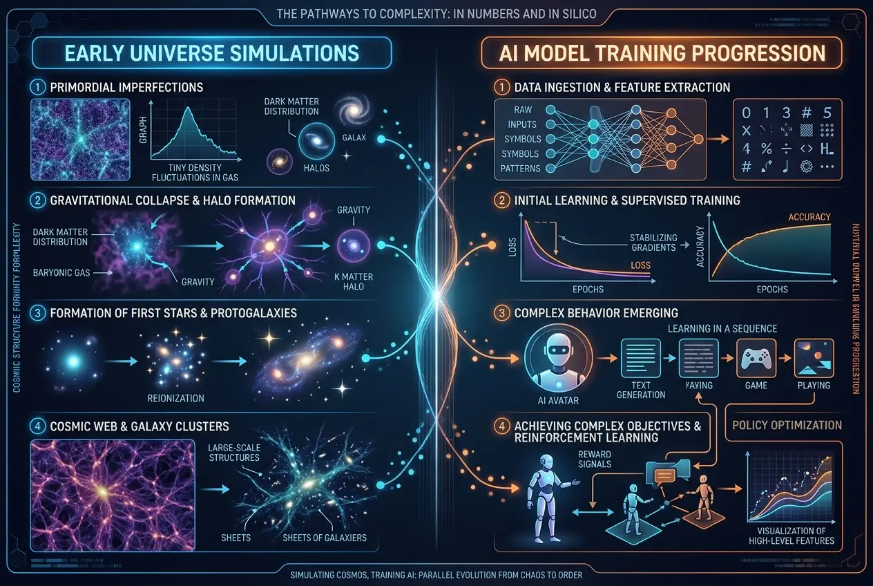 Visual explanation of Does AI Mimic Cosmic Evolution?
