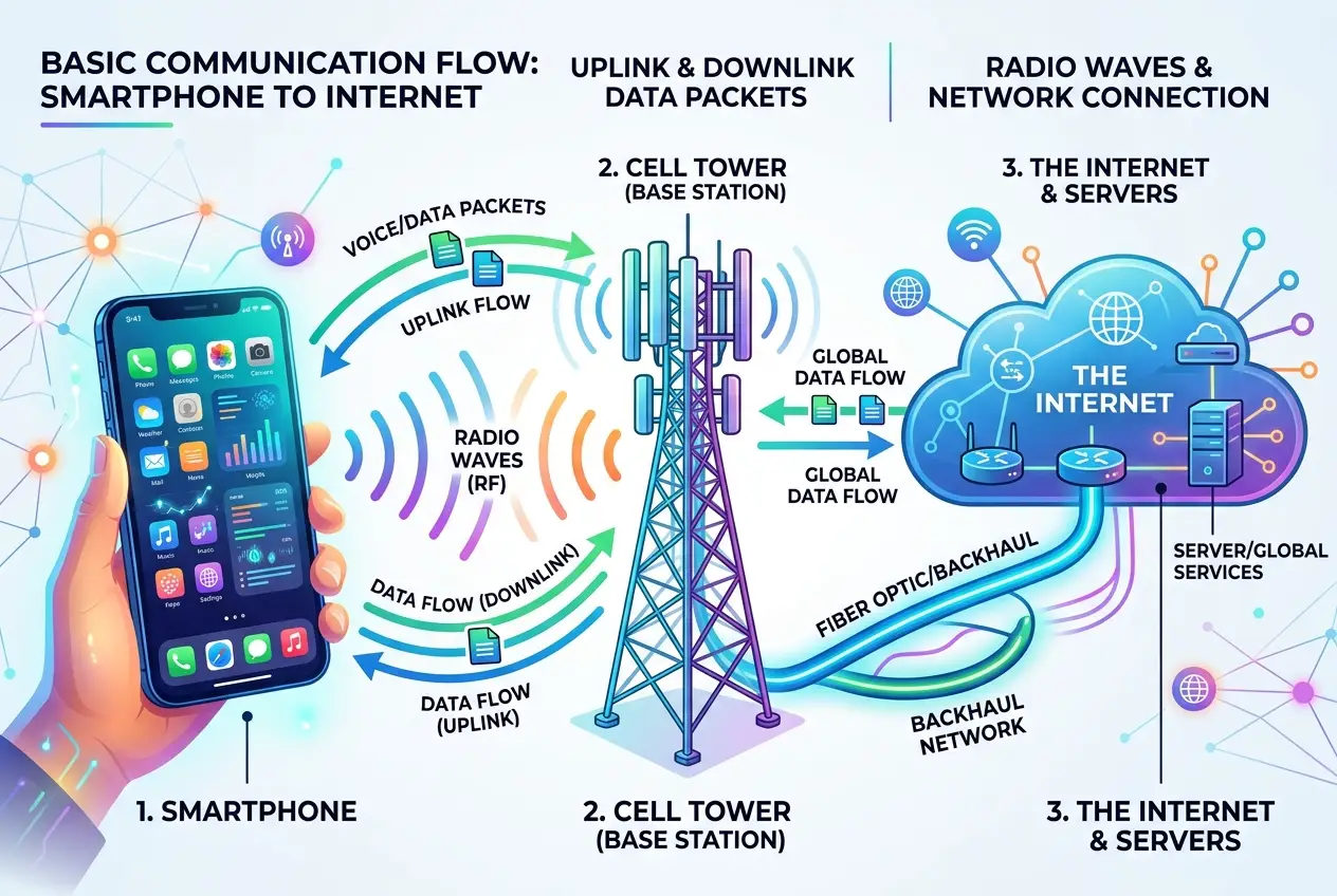 Visual explanation of How Does Your Phone Get 5G? The Invisible Tech Explained