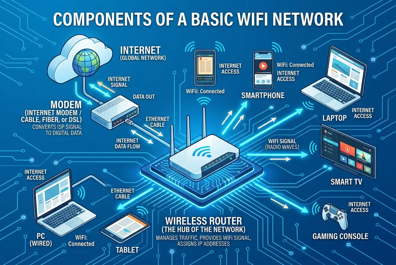 Visual explanation of How Does Your WiFi Connect? Unpacking Wireless Internet