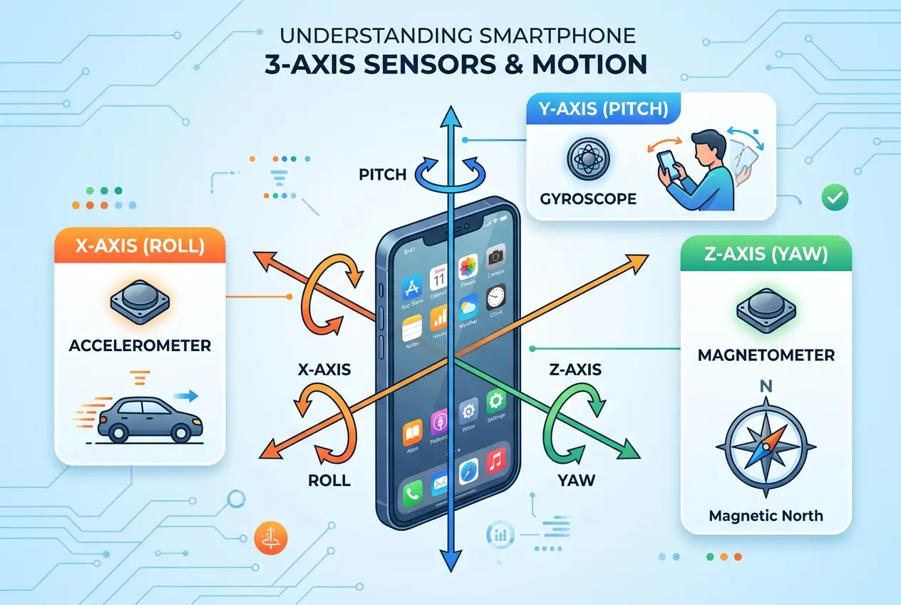 Visual explanation of How Does Your Phone Know Which Way Is North?