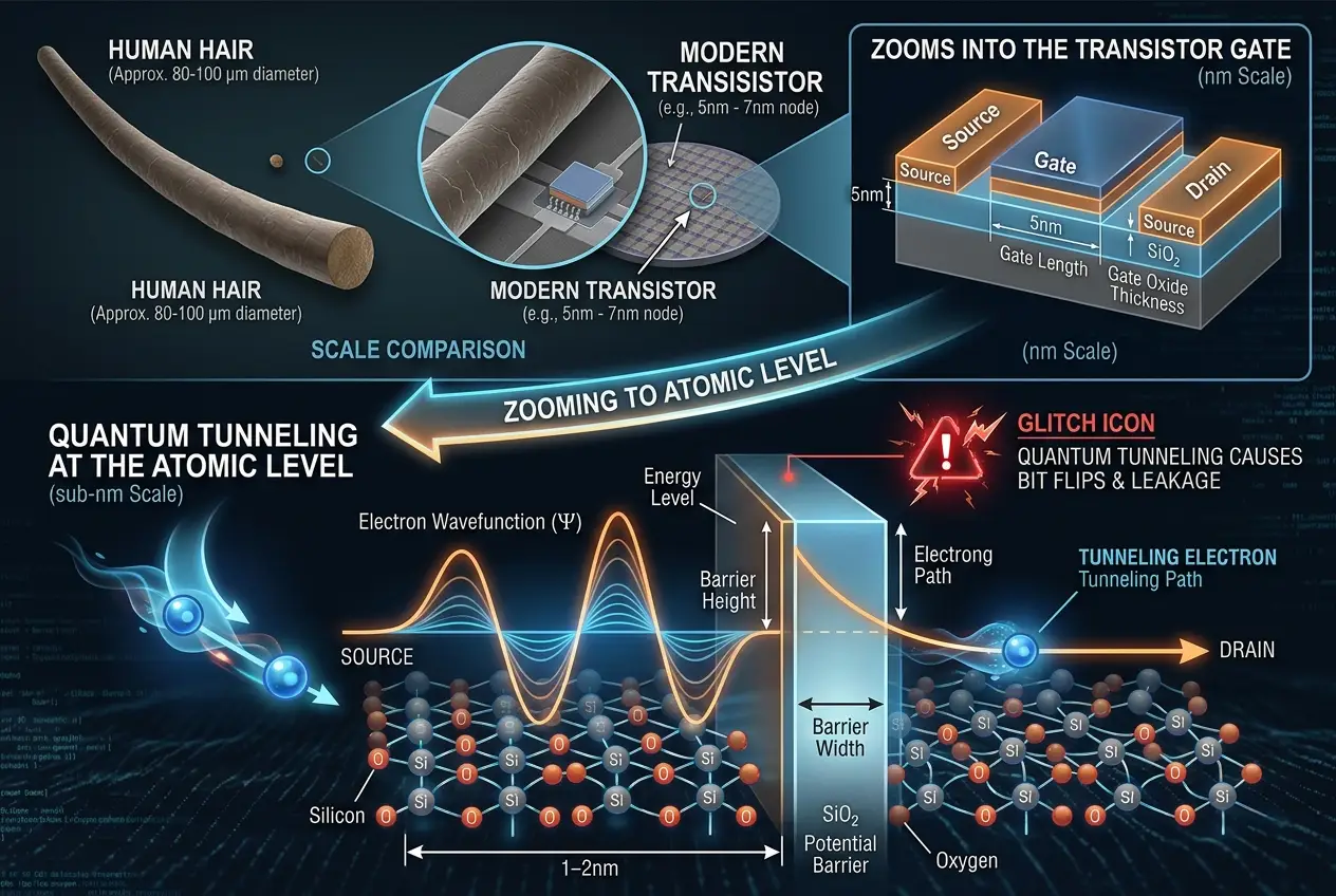 Visual explanation of Do Rogue Quantum Particles Glitch Our Tech?